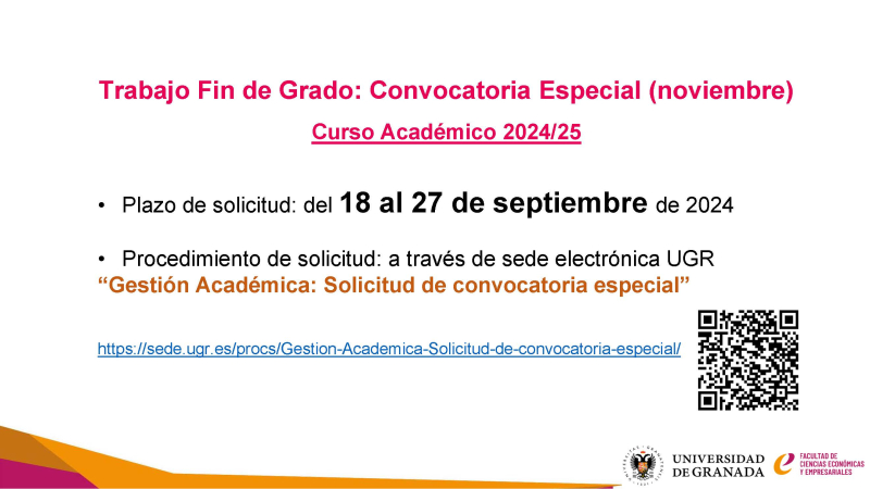 TFG convocatoria especial de Noviembre TFG convocatoria especial de Noviembre