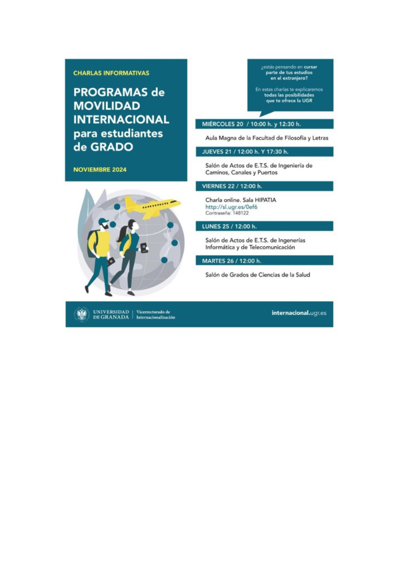 Programas de Movilidad para estudiantes de Grado, noviembre 2024 Programas Movilidad