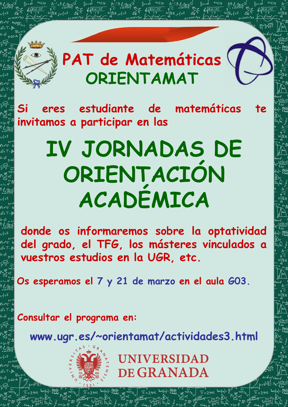 Anuncio de las IV Jornadas de Orientación Académica para Matemáticos