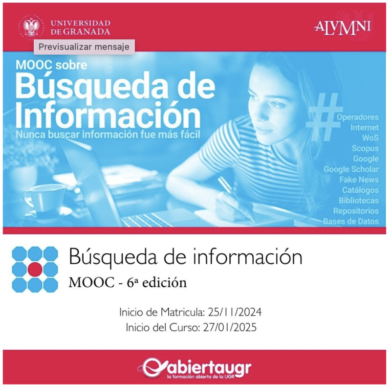 MOOC sobre Búsqueda de información. 6ª Edición MOOC sobre Búsqueda de información. 6ª Edición