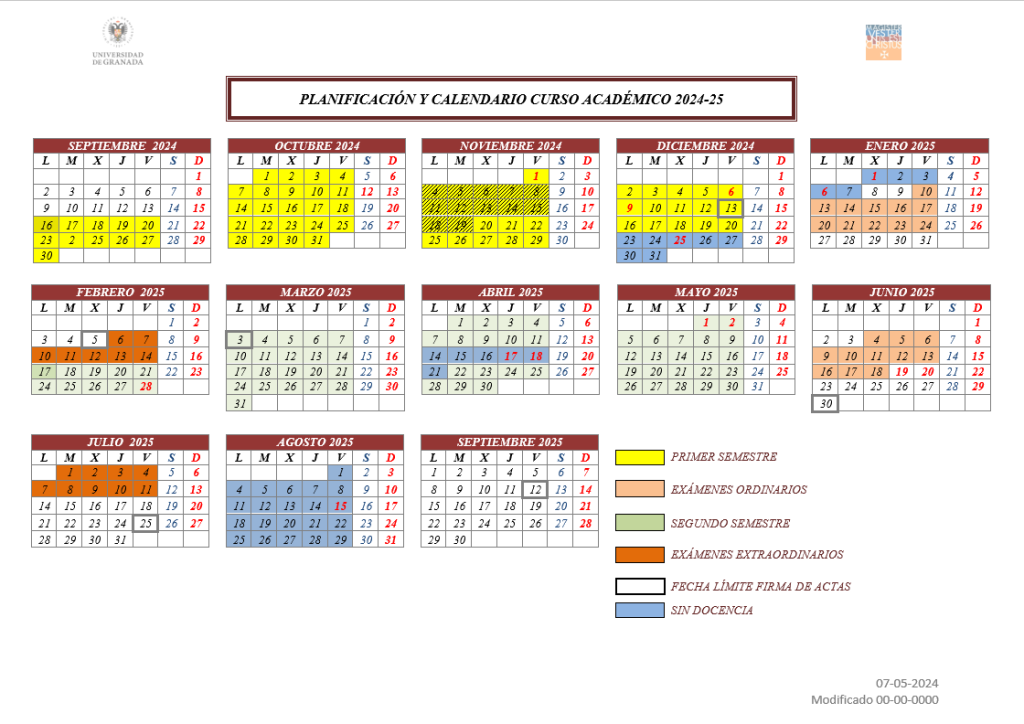 Calendario académico 2024-25