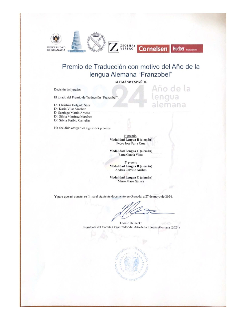 Acta del Premio de Traducción "Franzobel"